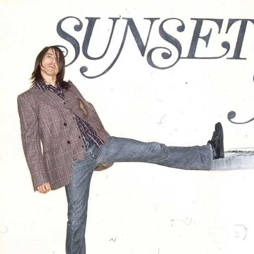 anthony kiedis with the sunset marquis sign