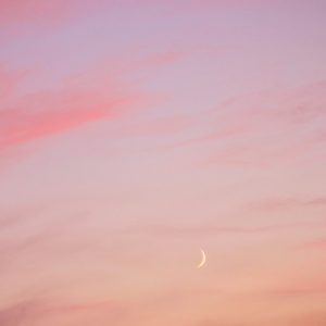 New Moon in Pink Colored Sky