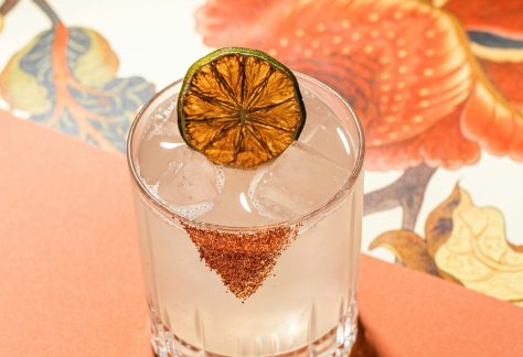 Margarita Against Colorful Orange Backdrop