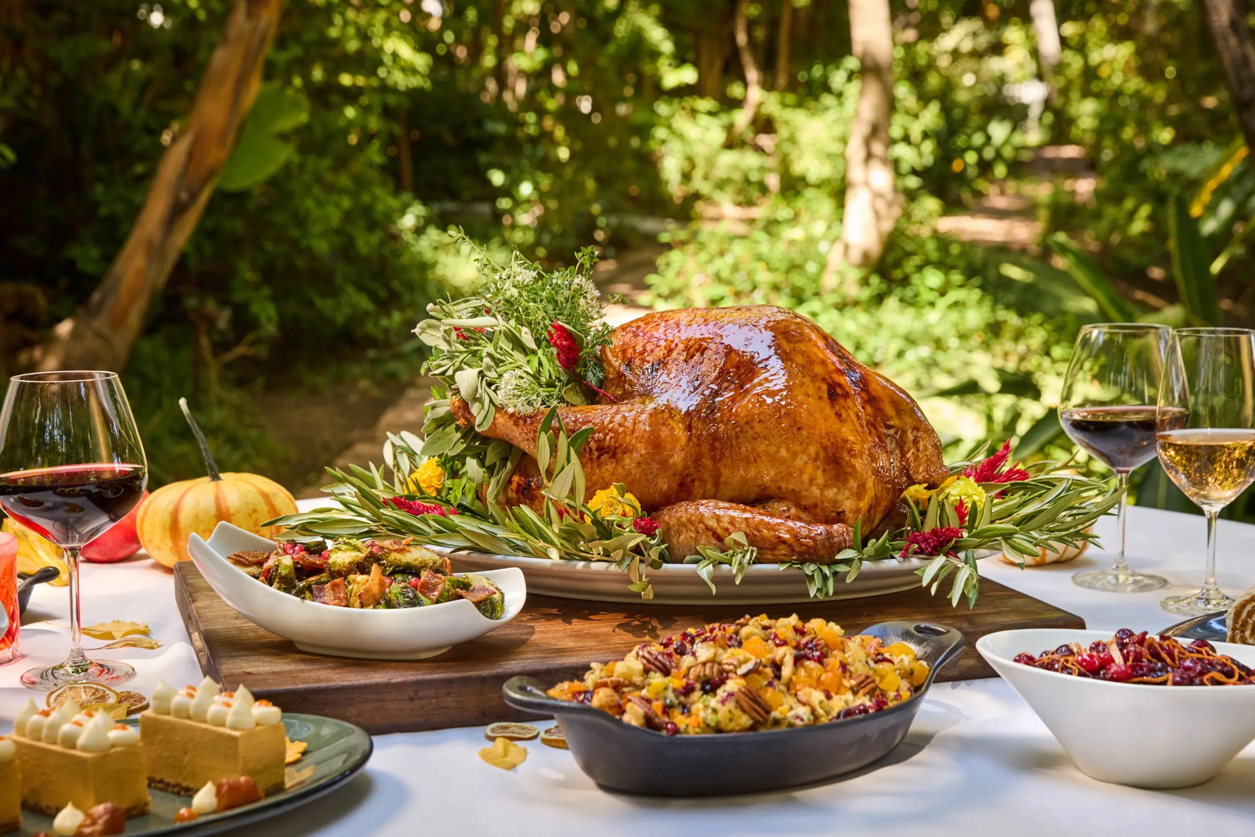 Thanksgiving Dinner on a table outdoors at Cavatina